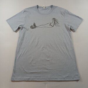 Bella+Canvas Light Blue T-Shirt With Artistic Mermaid Design size m